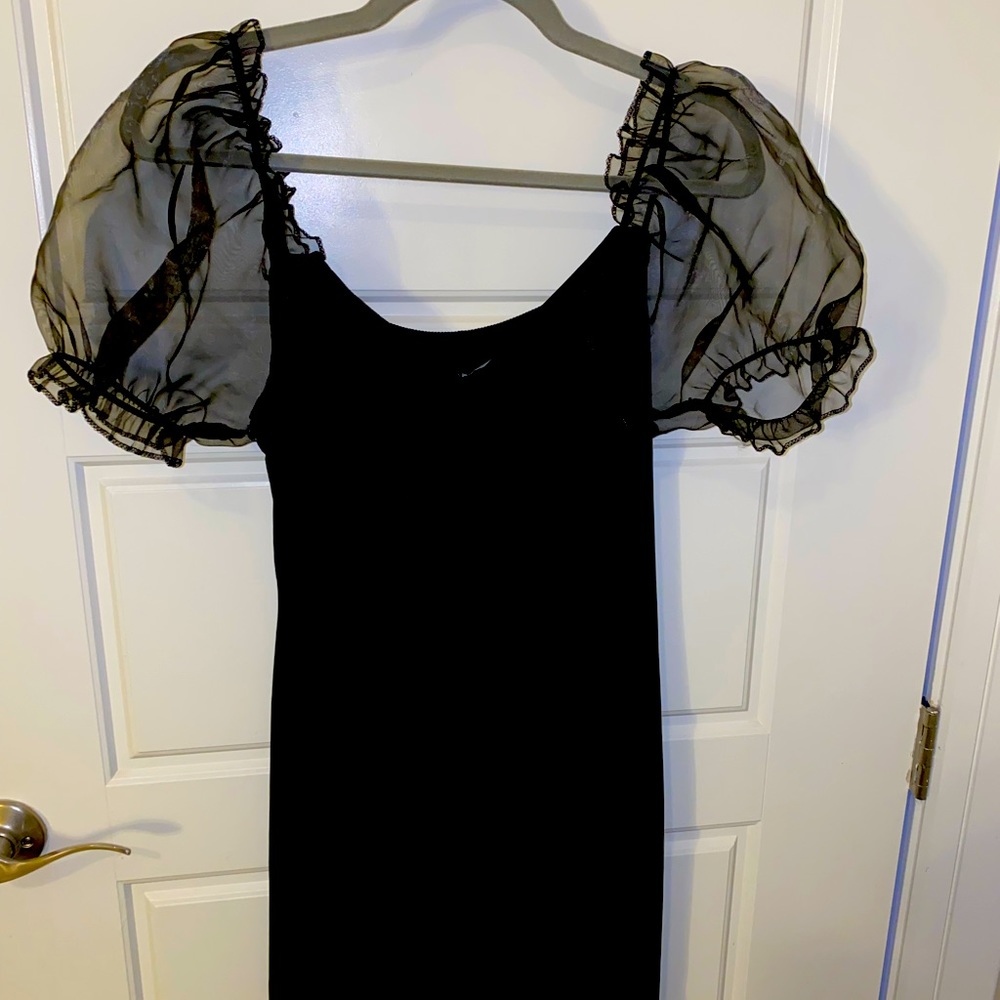 Pretty little thing black mini dress with see through puffer sleeves never worn